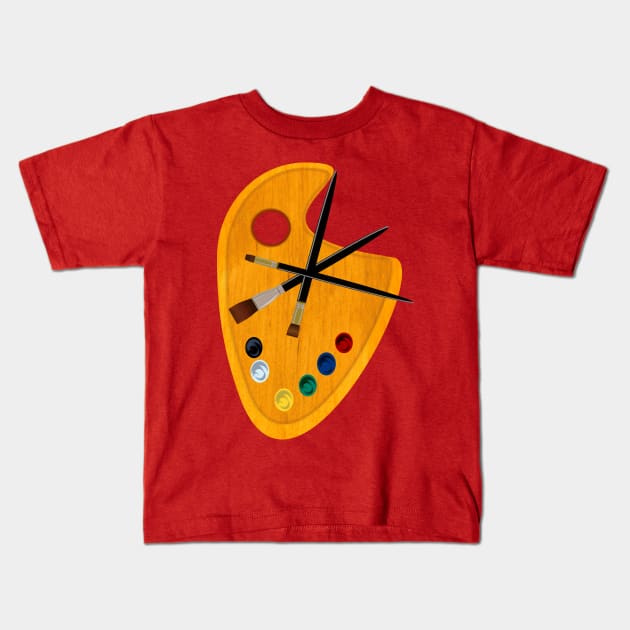 Artist Paint Pallette and Brushes Kids T-Shirt by geodesyn